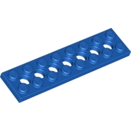 Lego destička 2x8 se sedmi dírami (otvory), modrá (373823)